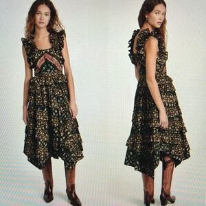 Ulla Johnson Nia Ruffle Dress in Jasper Women's Size 10